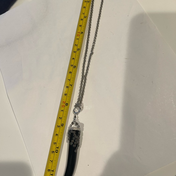 Ashley Pittman black horn pendant necklace with diamonds on magnetic clasp chain - Picture 3 of 5